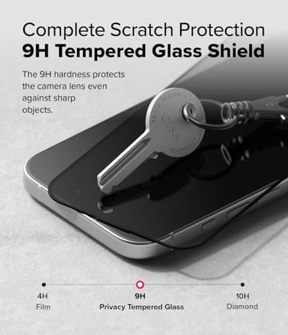 Ringke for iPhone 16/15 Screen Protector [Easy Slide Privacy, 2 Pack] - size: iPhone 16 / 15