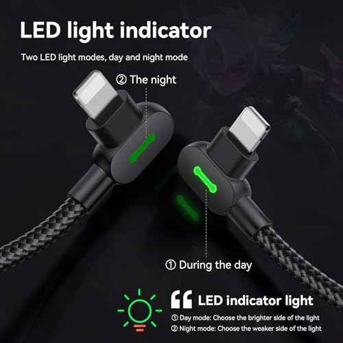 mcdodo 4FT USB-A to Lightning Cable 90 Degree Right Angle USB to Lightning Charging Cable with LED Indicator Light Compatible for iPhone 14 13 12 11/Pro/ProMax/Plus, iPad, AirPods, iTouch (1.2m) - size: 4FT(1.2M)