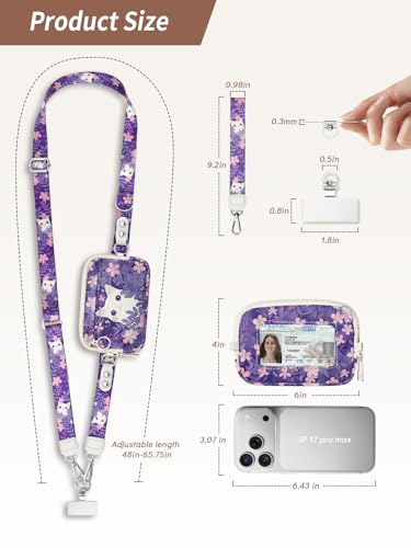 Clip and Go Strap for Phone with Wallet Crossbody Lanyard Cat Purp - color: Cats Purp