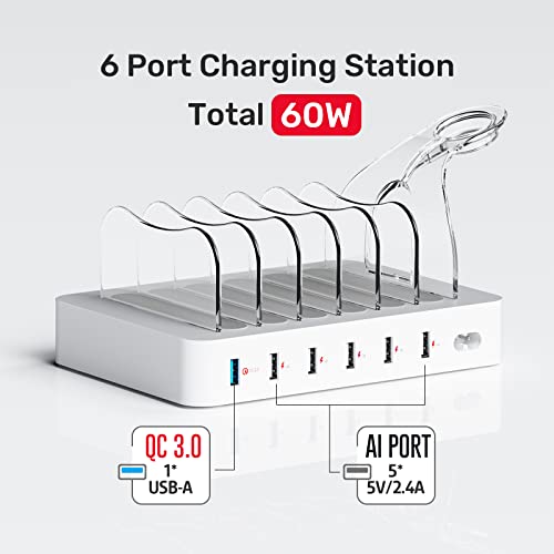 Unitek Fast Charging Station for Multi Devices, 6 Ports Charger with QC 3.0