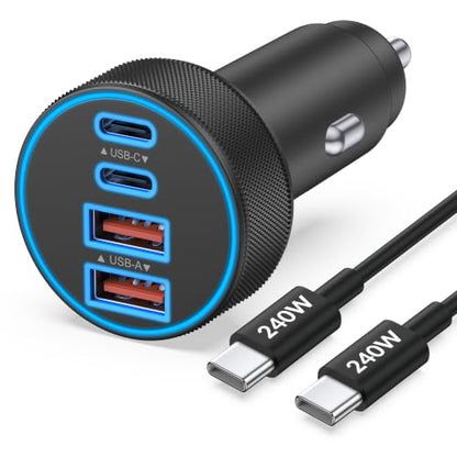 iPhone 18 17 16 Car Charger Fast Charging, 90W 4Port USB C Fast Car Charger - color: Black