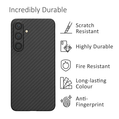 kalibri Aramid Fiber Case Compatible with Samsung Galaxy S24 Plus - Case Super Slim Strong Protective Phone Cover - Black Matte - size: Galaxy S24 Plus