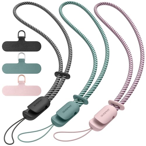 SURPHY 3 Pack Phone Wrist Strap, Phone Lanyard with Cellphone Tether Tab - color: Black & Green & Pink