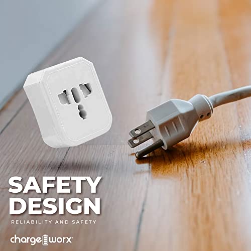 Universal Int'l Travel Plug Adapter, Works in US/UK/Europe, 150+ Countries | 110-240V Slide-Switch Prongs Fit Australia, Japan & China Outlets; Protective Case; Charges iPhone, Android, Tablets, Cameras