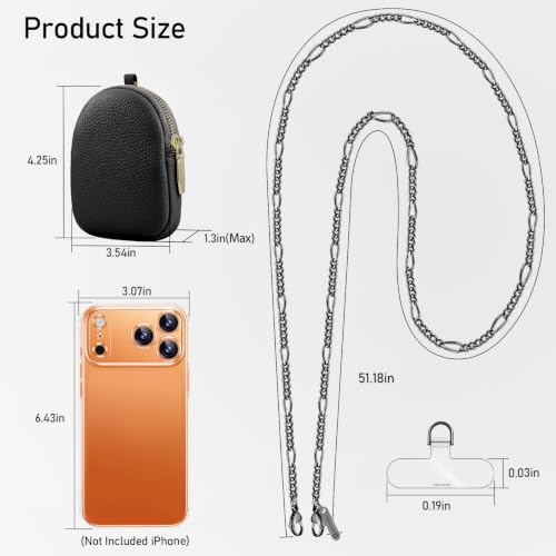 Phone Strap With Wallet,Adjustable Phone Lanyard Crossbody,Black - color: Black