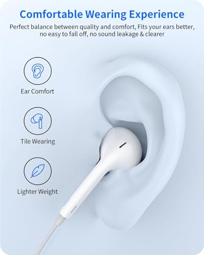 2 Packs Wired Earbuds Headphones for iPhone with Built-in Mic & Remote
