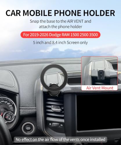 Car Phone Holder for Dodge Ram 1500/Ram 2500/Ram 3500 2019-2026 Accessories - size: for 2019-2026 RAM 1500 2500 3500 (5/8.4-inch)