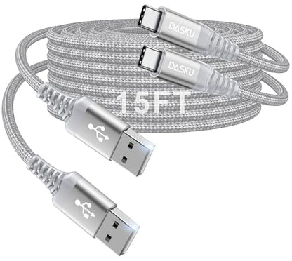 Long USB C Cable [15FT 2Pack], USB to USB C Cable 3A Fast Charging, USBA to - color: Grey, size: 15FT 2Pack, style: USB A to USB C