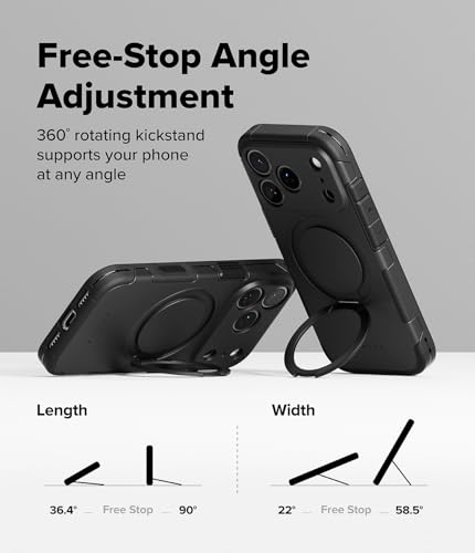 Ringke for iPhone 17 Pro Case [Alles Pro Black] | Compatible with MagSafe, 360° Rotating Kickstand, Camera Control Capture Button Protection, Powerful Magnet - color: Black, size: iPhone 17 Pro