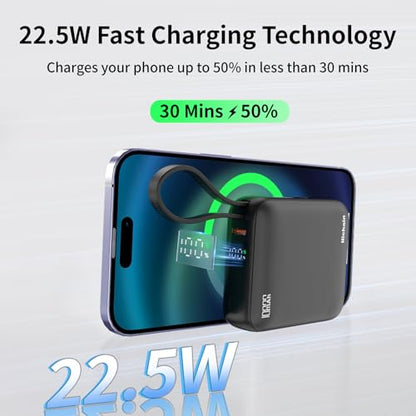 Hichain Small Portable Charger Mini Power Bank 10000mAh 22.5W Black - color: Black