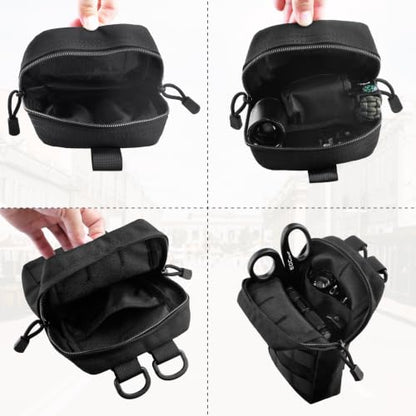 TRIWONDER Tactical Cigarette Pouch Molle Small Military Bag Battery Cigarette Case EDC Utility Card Holder Lighter Slot Mini Cigar Waist Pack - color: 11 Black