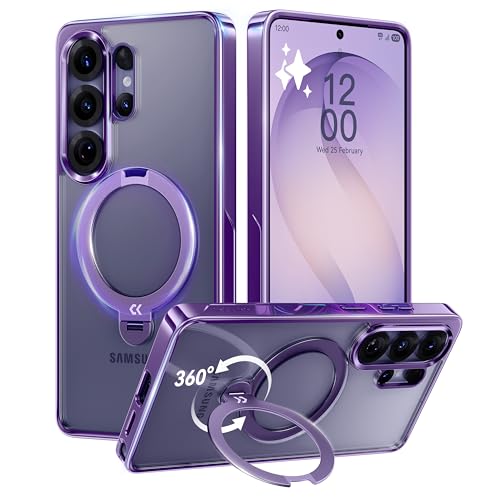 CASEKOO Glossy Purple 26U Case with 360 Spin Magnetic Stand,Fit for MagSafe | 360 Spin Magnetic Stand, Fit for MagSafe, 18FT MIL-STD Protection, Invisible Ring Holder Phone Case - color: Purple