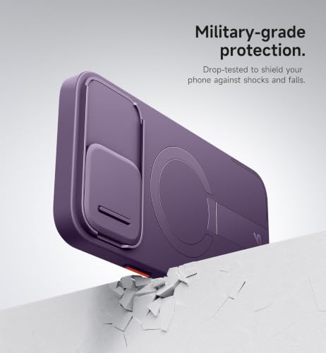 SURITCH for iPhone 13 Pro Max/12 Pro Max Case with Magnetic Camera Slide Cover and Adjustable Kickstand, Compatible with MagSafe, Shockproof Bumper Case Slim Protective Cover 6.7 Inch, Dark Purple - color: Dark Purple, size: IPhone 13 Pro Max/12 Pro Max-6