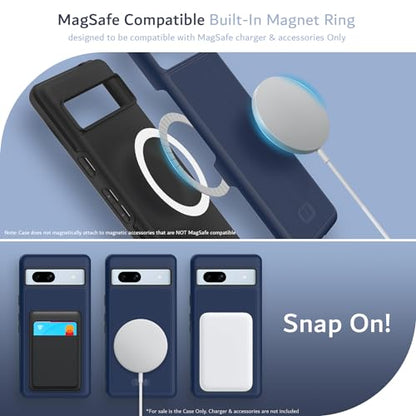 TUDIA MergeGrip [Magsafe Compatible] Google Pixel 7a Case 2023, [Military Grade Drop Tested] Raised Edge for Screen&Camera Protection Dual Layer Slim Heavy Duty 7A Phone Cases Cover - Indigo Blue - color: Indigo Blue, size: Magnetic Pixel 7a