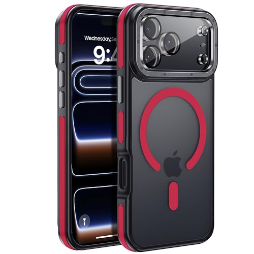 Strong Magnetic for iPhone 17 Pro case with Camera Lens Protector [10Ft Military-Grade Protection] Compatible with fit MagSafe Shockproof Slim Thin Cover case for iPhone 17 Pro 6.3 inch, Red - color: A6-Red Bumper, size: iPhone 17 Pro(6.3")