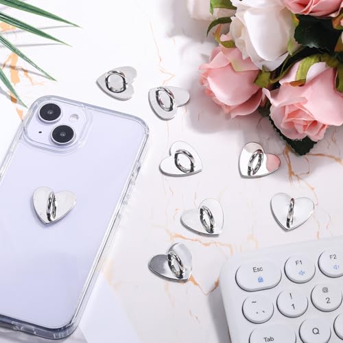 8pcs Heart Phone Charm Holder, 1inch Cell Phone Charm Hook - color: silver, size: 2.5cm
