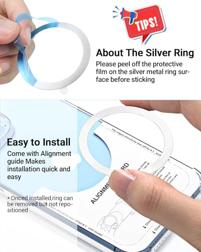 KALAPOP Magnetic Wireless Charging Magsafe Ring-6 PCS,Ultra-Thin(0.4mm) Magsafe Sticker,Compatible with iPhone 18 pro/17/Air/16/15/14/13,Samsung Galaxy,Google Pixel,Magsafe Accessories-3Black&3Silver - color: Black&silver 6pcs