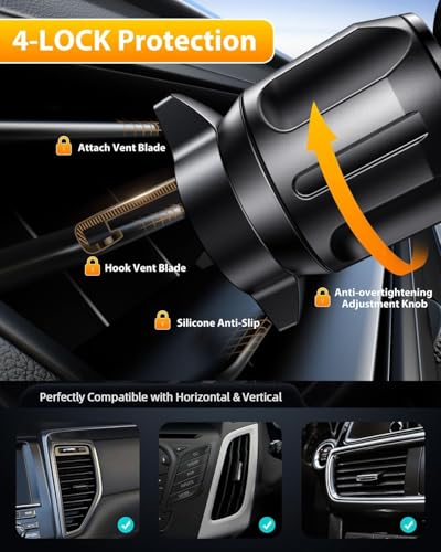 FESIYOYE Car Phone Holder[Military-Grade 360°Suction Cup] Phone Holders for Your Car Universal Accessories Air Vent Dashboard Windshield Phone Mount Automotive Cradles Fit Shower & Wall Mounts iPhone