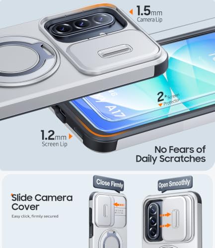 JAME for Samsung Galaxy A17/A16 5G Phone Case with Stand Slide Camera Cover - color: Silver, size: Galaxy A16/A17