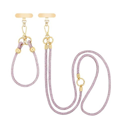 ABJFJE Crystal Phone Lanyard Crossbody & Wrist Strap Phone Strap Crossbody & Wrist Lanyard Anti Theft Phone Strap for Women - color: Pink Crystal