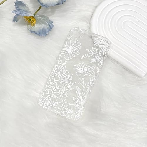 NITITOP Compatible for iPhone 17 Case Cute Clear Floral Flower - White | for Girls Women , Girly , Aesthetic , Soft TPU , Full Camera Lens , Protective , Shockproof Phone Cover - color: White