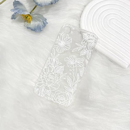 NITITOP Compatible for iPhone 17 Case Cute Clear Floral Flower - White | for Girls Women , Girly , Aesthetic , Soft TPU , Full Camera Lens , Protective , Shockproof Phone Cover - color: White
