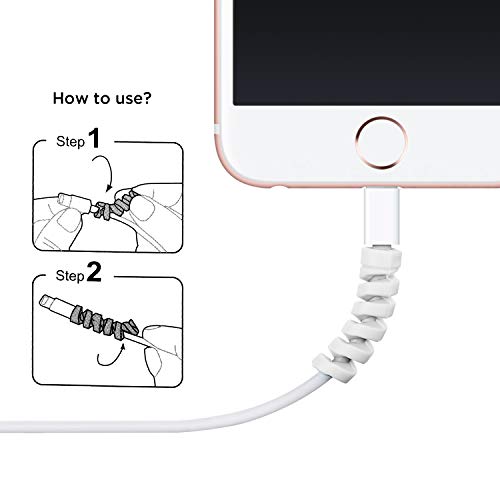 Jetec 12 Pcs Charging Cable Protector Silicone Spiral Charger Cable Saver - color: Gray