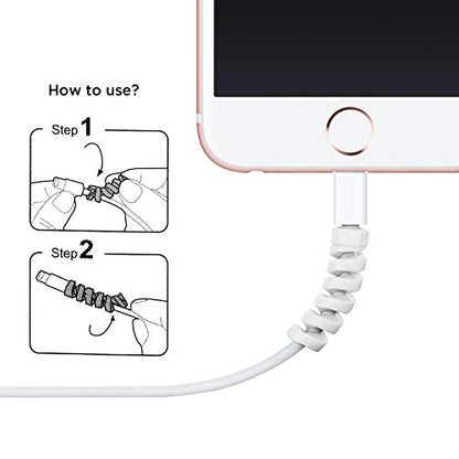 Jetec 12 Pcs Charging Cable Protector Silicone Spiral Charger Cable Saver - color: Gray