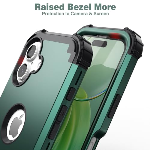 IDweel for iPhone 17 Case with Screen Protector for Women, 3 in 1 Shockproof Slim Fit Hybrid Heavy Duty Hard PC Cover Soft Silicone Bumper Full Body Anti-Fingerprint Case, Graphite Green/Black - color: Graphite Green/Black