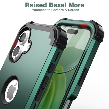 IDweel for iPhone 17 Case with Screen Protector for Women, 3 in 1 Shockproof Slim Fit Hybrid Heavy Duty Hard PC Cover Soft Silicone Bumper Full Body Anti-Fingerprint Case, Graphite Green/Black - color: Graphite Green/Black