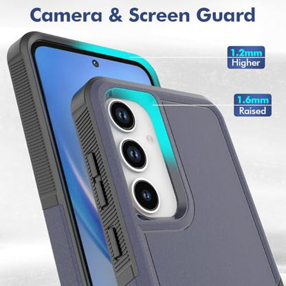 for Samsung Galaxy A35 5G Case: Dual Layer Protective Heavy Duty Cell Phone Cover Shockproof Rugged with Screen Protector - Military Protection Bumper Tough - Samsung Galaxy A35 5G 2024, Blue - color: Navy Blue (PC) + Black (TPU)