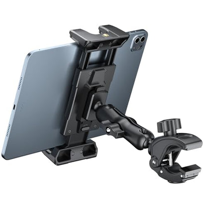 OHLPRO Tablet Mic Stand Holder for iPad Treadmill Handlebar Clamp, Mount for Spin Bike Microphone Peloton Stroller, Fit 5-13” iPad Pro 12.9 Air Mini, Galaxy Tab, iPhone, Fire HD 10-4" Arm - size: 4" Arm