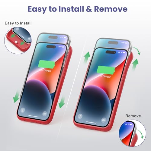 Feob Battery Case for iPhone 14 Pro Max,[2026 Upgraded] 8600mAh Ultra-Slim Portable Extended Charger Case Cover for iPhone 13 Pro Max Charging Case (6.7 Inch)-Red - color: Red