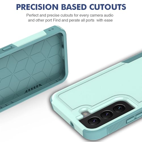 for Samsung Galaxy S22 Case: Dual Layer Protective Heavy Duty Cell Phone Cover Shockproof Rugged with Screen Protector - Military Protection Bumper Tough - Samsung Galaxy S22 5G 2022, 6.1 inch, Green - color: Mint Green (PC) + Mint Green (TPU)