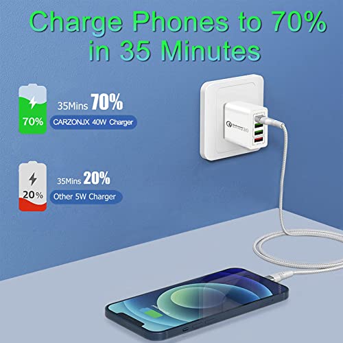 USB Charger 40W Quick Charge 3.0, 5V/3.1A 4 Port Fast Charging Block - color: (4*USB)Wihte