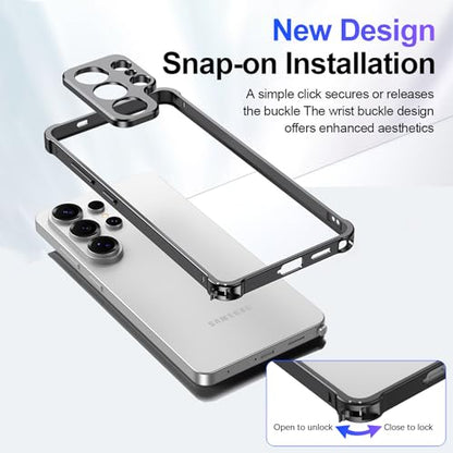 Aluminum Alloy Bumper Frame Case for Samsung Galaxy S26 Ultra, with Camera Lens Protector Backless Slim Metal Bumper Frame Cover with Soft TPU Inner [No Signal Interference] (Silver) - color: Silver