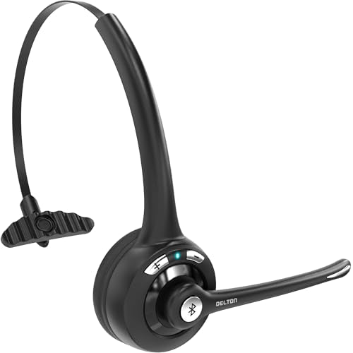 Delton 10X Bluetooth Computer Headset, On-Ear Single Ear Wireless Headset | with Noise Canceling Mic for Computer/Laptop/Call Center/Truck Driver, Works with All Meetings Apps - Black