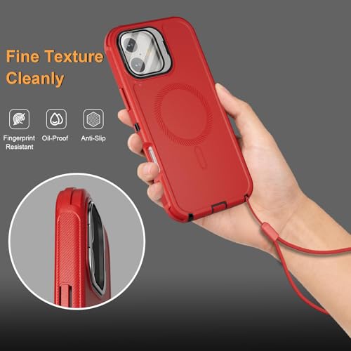 Follaroma for iPhone 16 Case with Magnetic,Heavy Duty Case,6.1'',Red - color: Red, size: iPhone 16 6.1''
