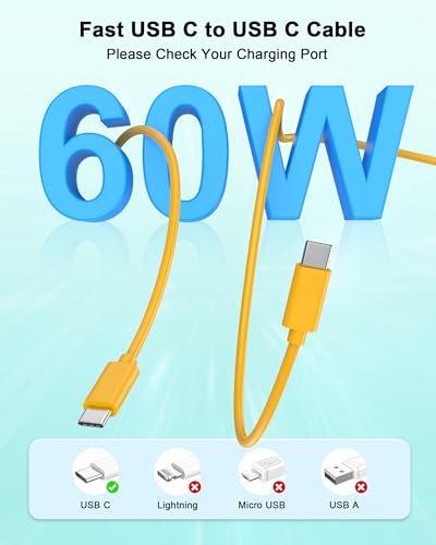 iPhone 17 16 15 Charger Fast Charging 10FT, 20W USB C Charger Block & Cable - color: Yellow