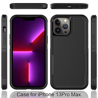 Heavy‑Duty Rugged Anti‑Drop Shockproof Protective Phone Case for iPhone 13 Pro Max, Durable Protective Shell, Black - color: Black, size: iPhone 13 Pro Max
