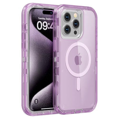 Follaroma Magnetic for iPhone 15 Pro Case, Heavy Duty Phone Cases, Purple | Compatible with MagSafe, Heavy Duty Shock proof Protection, Military-Grade Anti-Drop, Dual Layer Transparent Protective Cover - color: Purple, size: iPhone 15 Pro 6.1''