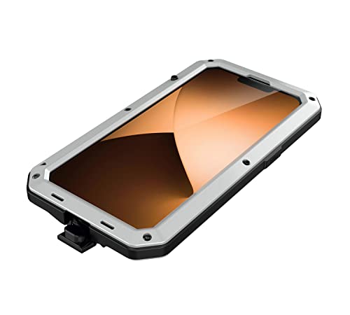 for iPhone 14 Pro Max Case,360 Full Body Protective Heavy Duty Shockproof Tough Armour Aluminum Metal Case with Silicone Built-in Screen Protector for iPhone 14 Pro Max 6.7" - Silver - color: Silver