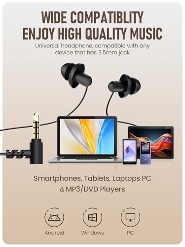 Sleep Earbuds, Hearprotek 2 Pairs Ultra Soft Lightweight Silicone Sleeping Earphone Headphones with Volume Control and mic for Side Sleeper, Snoring, Air Travel, Relaxation (Black) - size: Standard