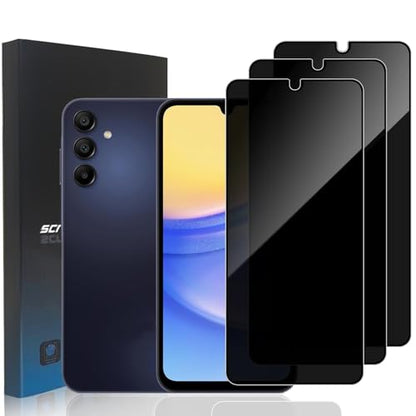 [3 Pack] Privacy Screen Protector for Samsung Galaxy A15 6.5in, Anti-Spy Tempered Glass Film, Bubble-Free, Easy Install - size: Galaxy A15