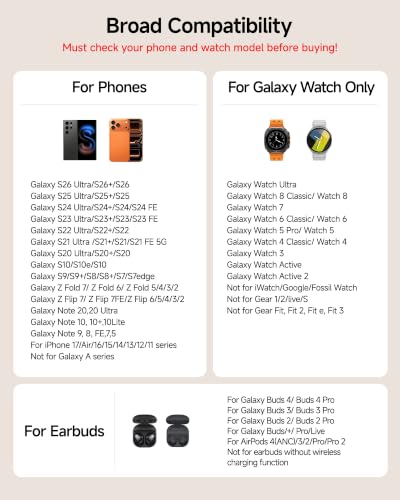 3 in 1 Wireless Charger for Samsung Galaxy S26 Ultra, Galaxy Watch 8, Buds - color: Black