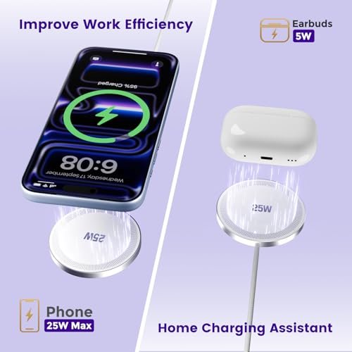 MagSafe 25W Wireless Charger for Apple Magnetic Fast Charging Pad - color: 2White