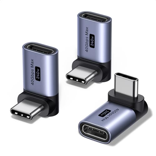 UGREEN 90 Degree USB C Adapter 3 Pack, Right Angle Male to Female Converter