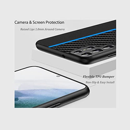 for Samsung Galaxy S23 Ultra Case: Blue | Slim Thin, Carbon Fiber Classic Pattern Design, Soft Hybrid TPU Bumper, Shockproof Protective Cell Phone Cover - color: Blue
