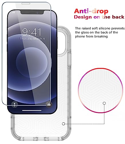 Diverbox for iPhone 12 case [Shockproof] [Dropproof] [Tempered Glass Screen Protector],Heavy Duty Protection Phone Case Cover for Apple iPhone 12 (Turquoise -2in1) - color: Clear-2in1