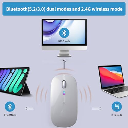 Afaartcci Rechargeable Wireless Mouse, Silent Bluetooth Mouse (Silver) - color: Silver